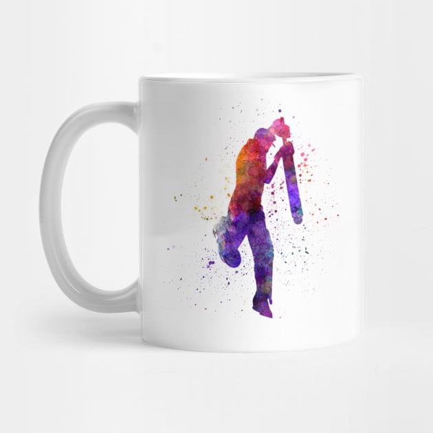 Cricket player batsman silhouette in watercolor by PaulrommerArt